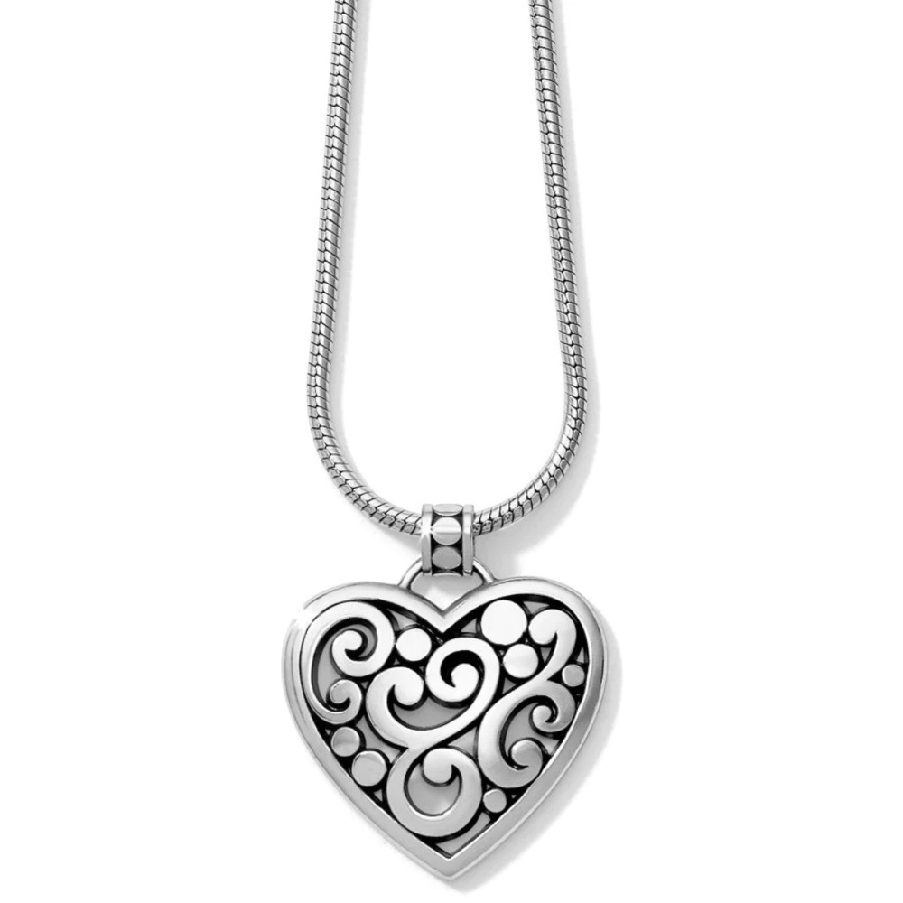 Brighton Beautiful Contempo Heart Silver Pendant Necklace EUC